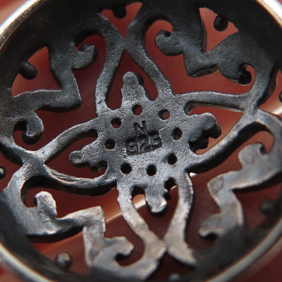 925 Sterling Silver Vintage Ornate Floral Oxidized Charm Pendant