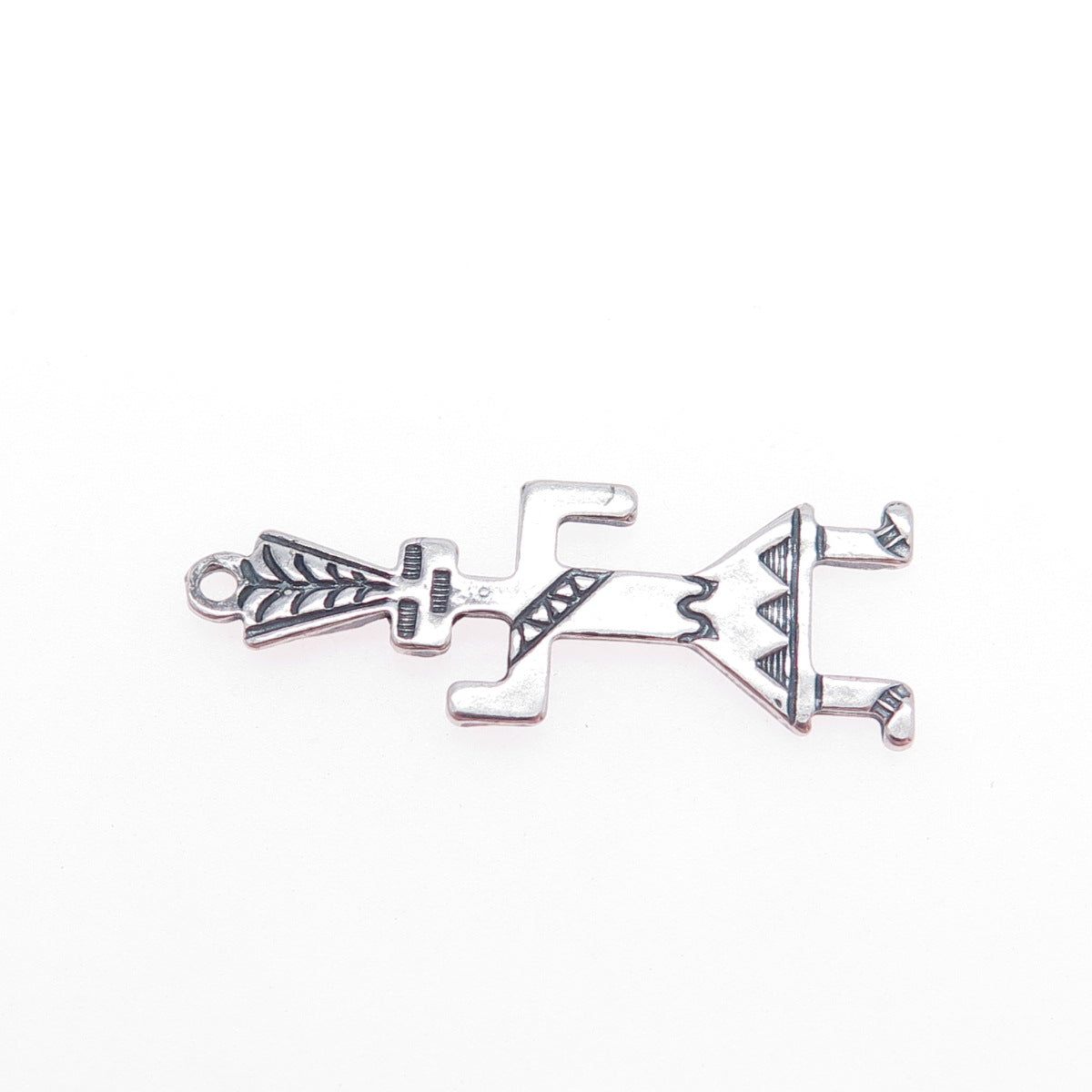 Old Pawn 925 Sterling Silver Vintage Kachina Doll Oxidized Tribal Charm Pendant