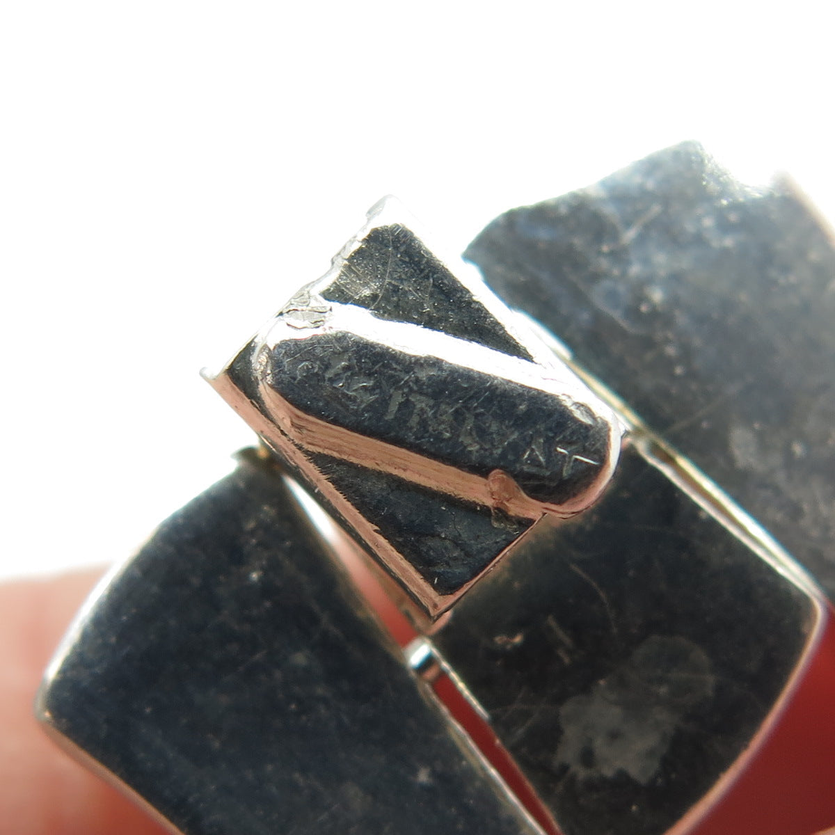 925 Sterling Silver 2-Tone Vintage Italy Modernist Panel Link Bracelet 7.5"