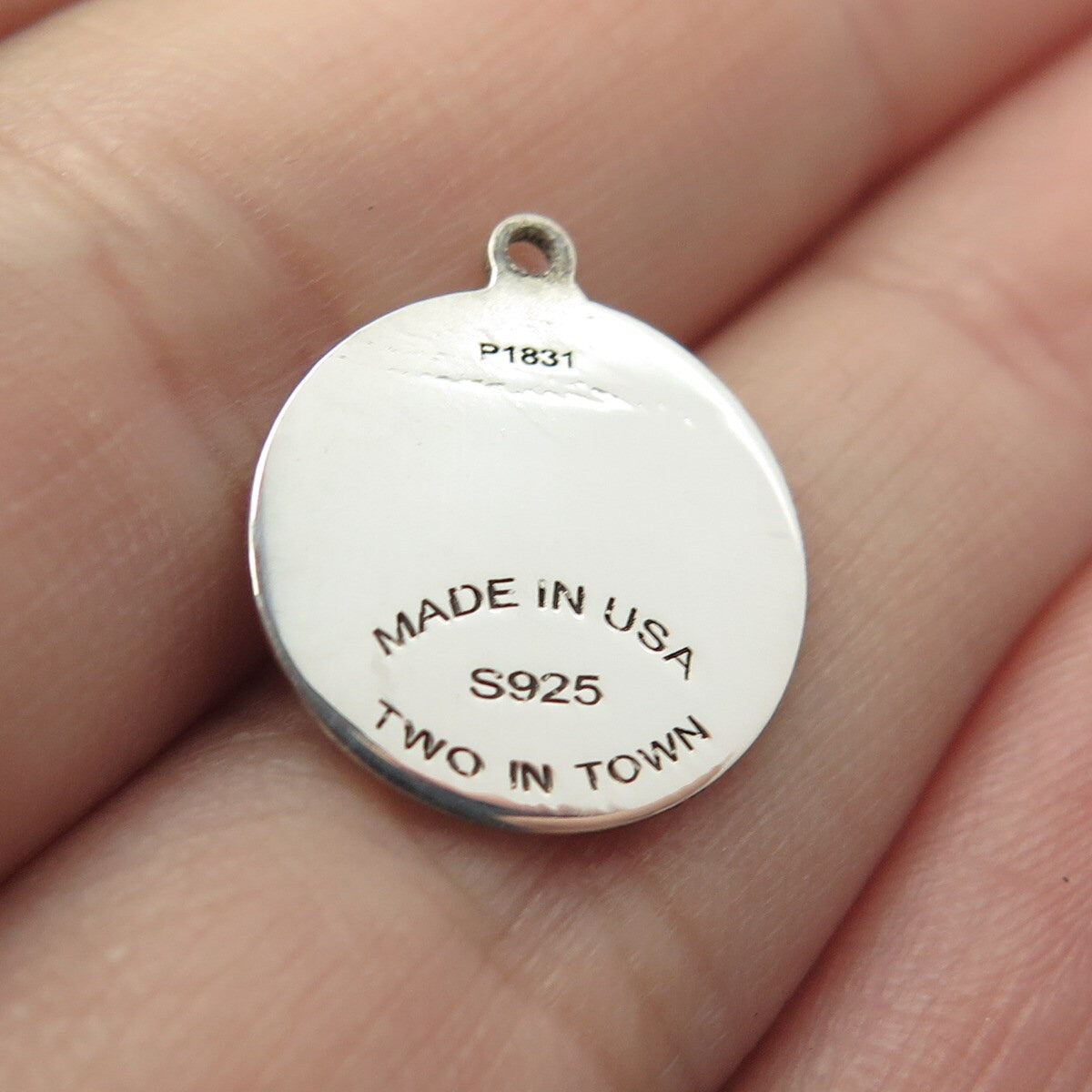 925 Sterling Silver USA Two In Town Stork Charm Pendant