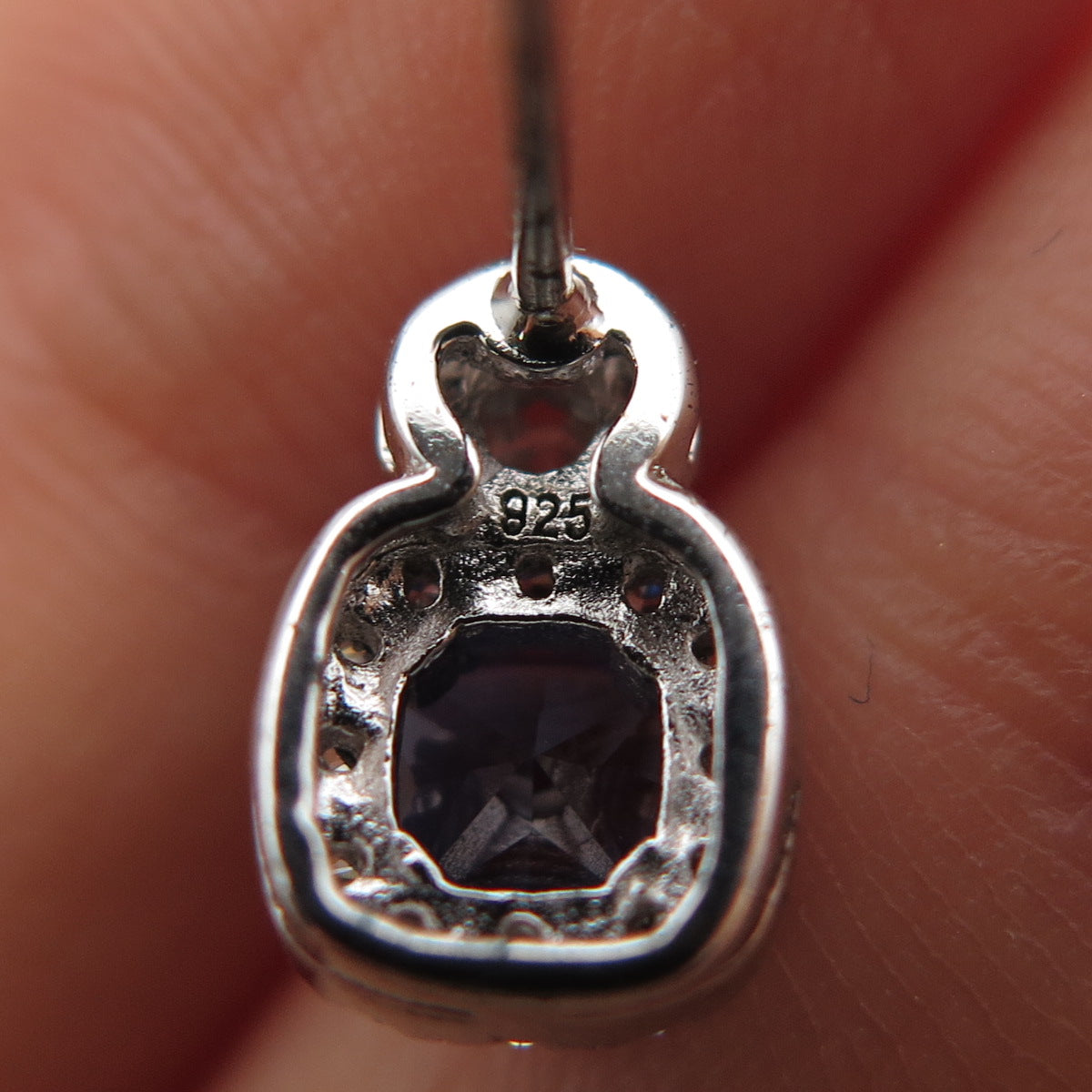 925 Sterling Silver Cushion-Cut Blue & Round-Cut White C Z Stud Earrings