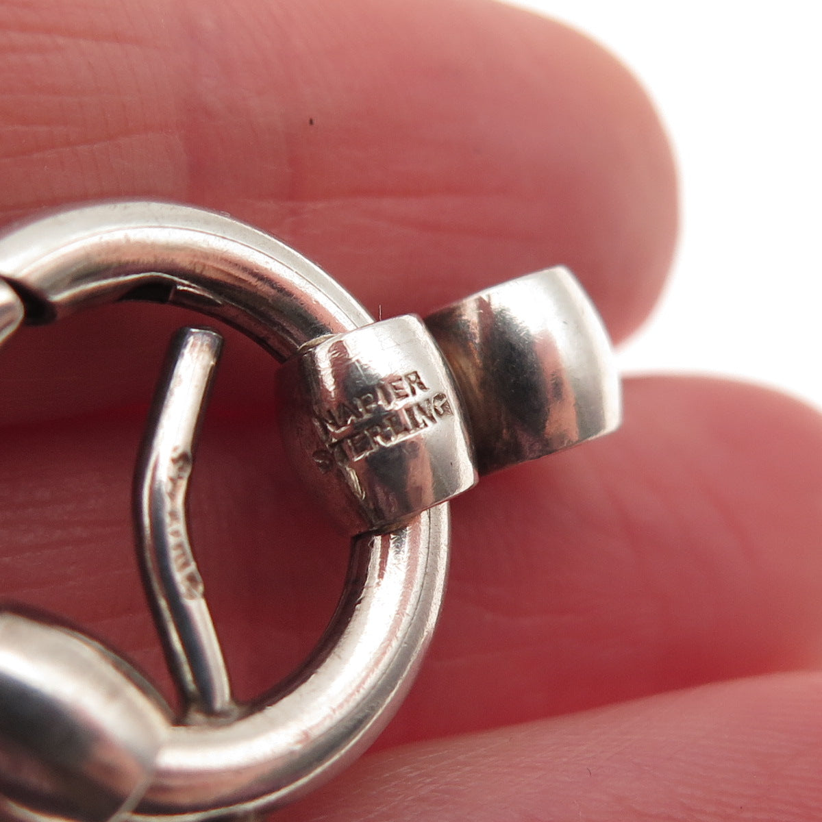 NAPIER 925 Sterling Silver Antique Art Deco Bracelet / Necklace Spring Ring Lock