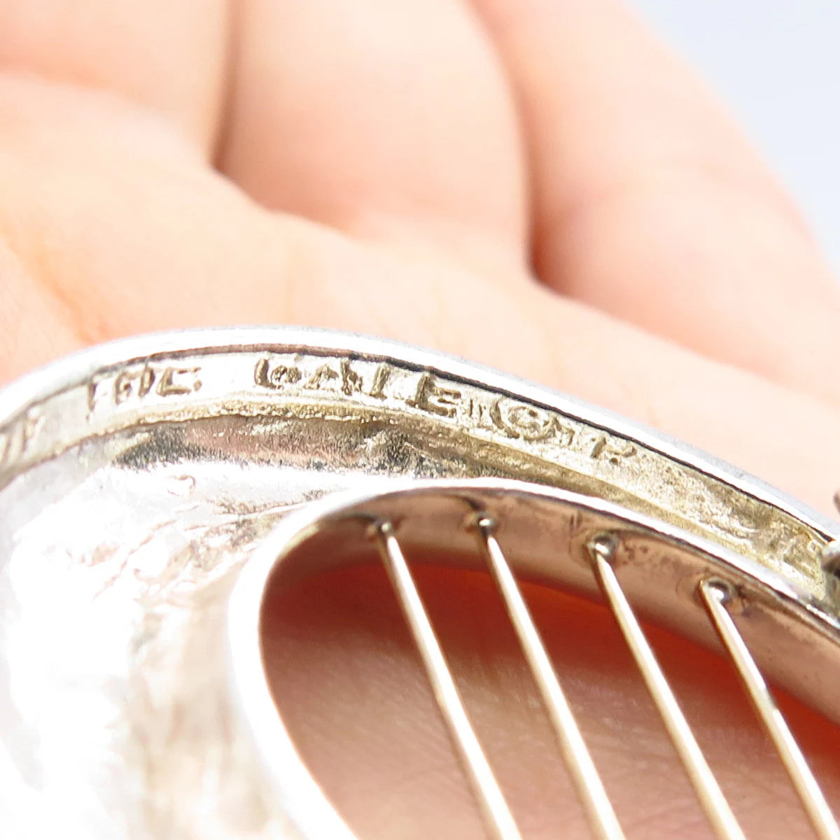 925 Sterling Silver / 14K Gold Vintage Modernist Pin Brooch