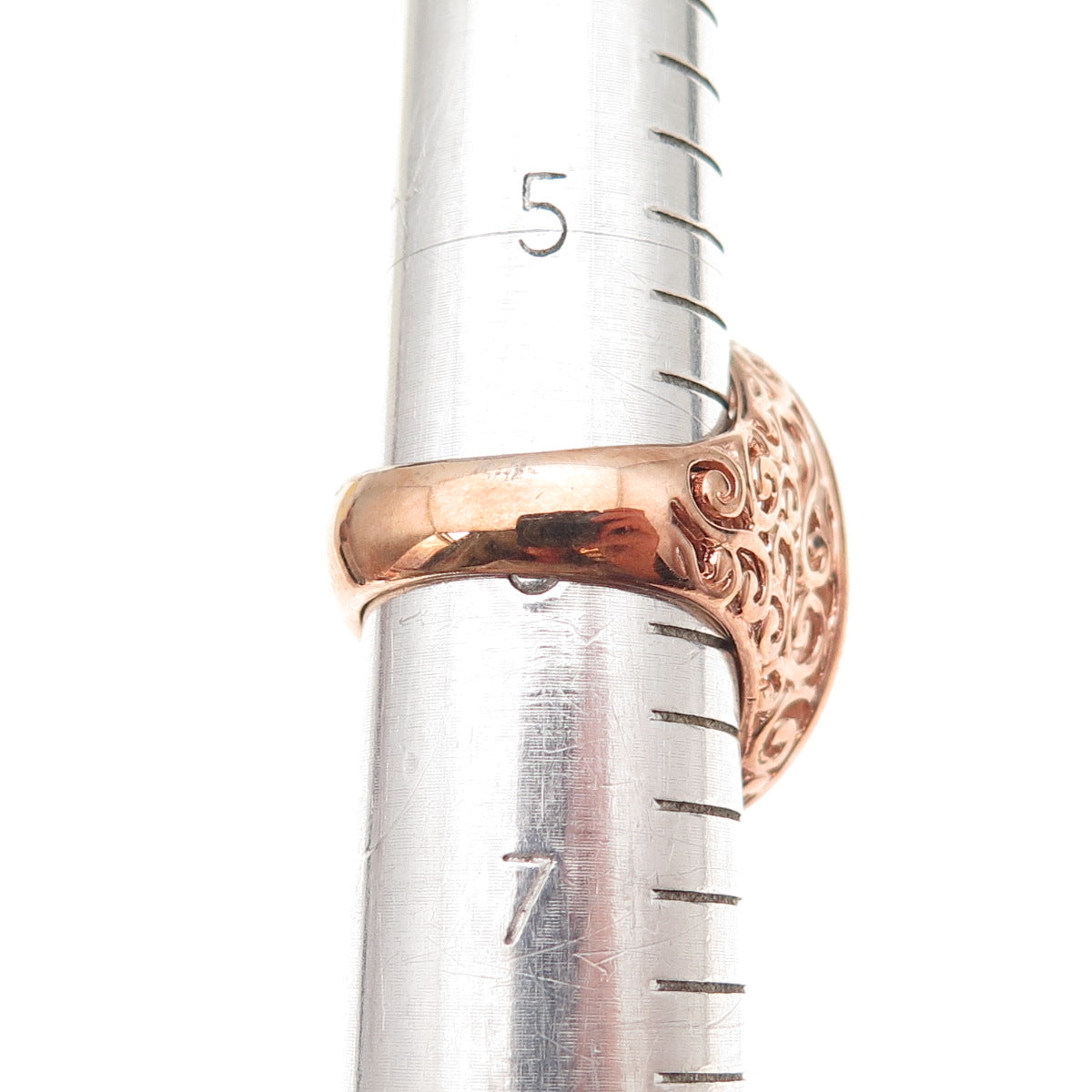 Ross Simons Sterling Silver Rose Gold Plated Real Diamond Swirl Ring Size 6.25