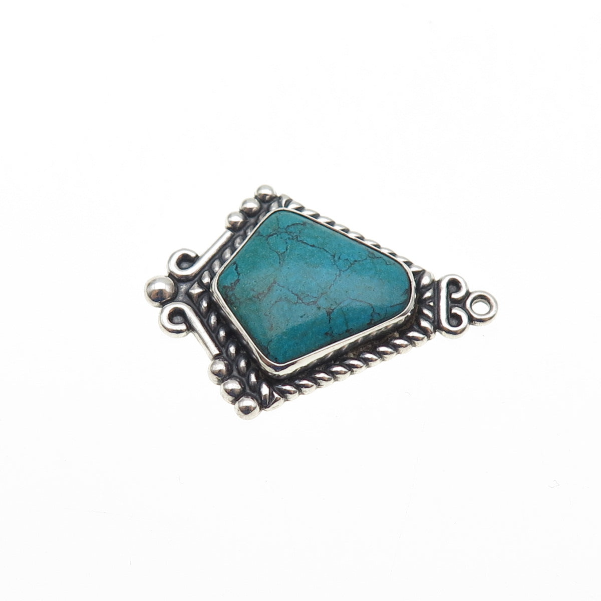 Old Pawn Sterling Silver Vintage Southwestern Kingman Turquoise Charm Pendant