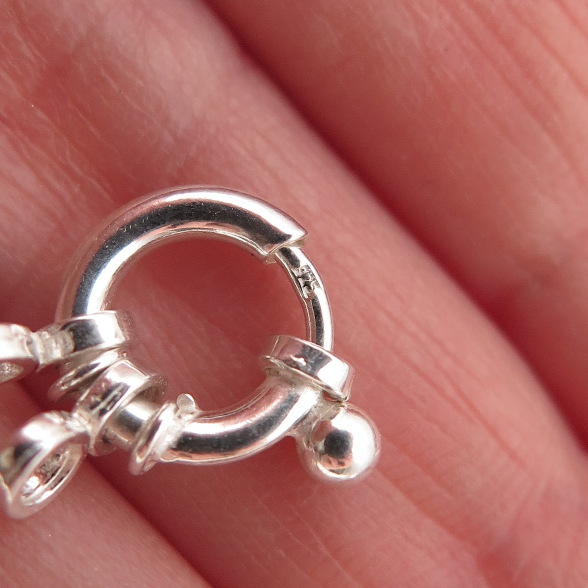 Old Stock 925 Sterling Silver Vintage Bracelet / Necklace Spring Ring Lock Clasp