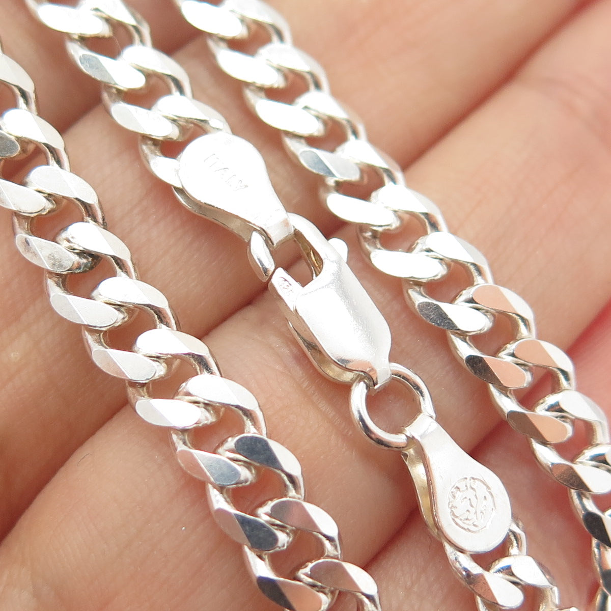 925 Sterling Silver Vintage Cuban Chain Necklace 24"