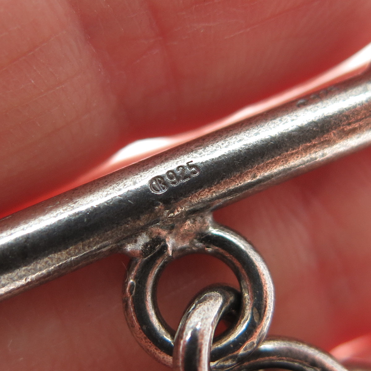 925 Sterling Silver Vintage Oxidized Spiga Link Bracelet 6.75"