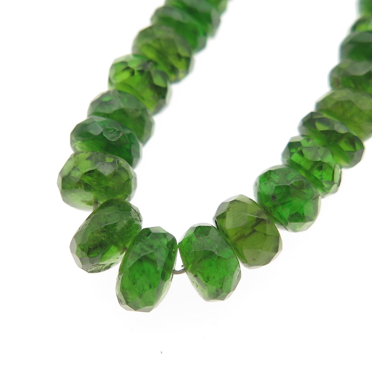 925 Sterling Silver Vintage Real Peridot Beaded Chain Necklace 18-20"