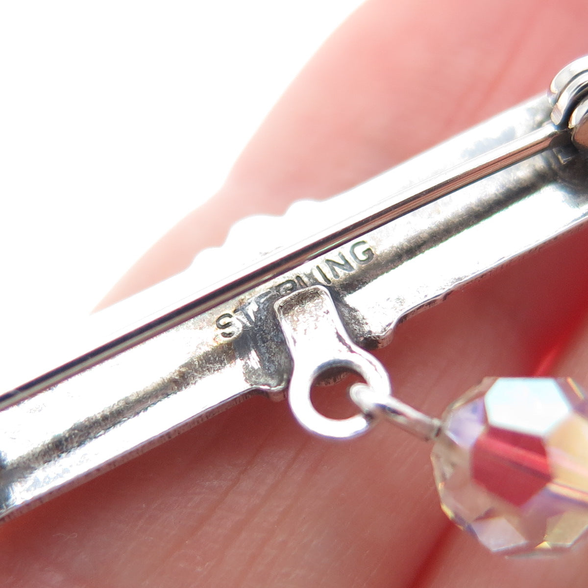 PIDIDDLY LINKS Sterling Silver Antique Crystal Locket Medal Oxidized Pin Brooch