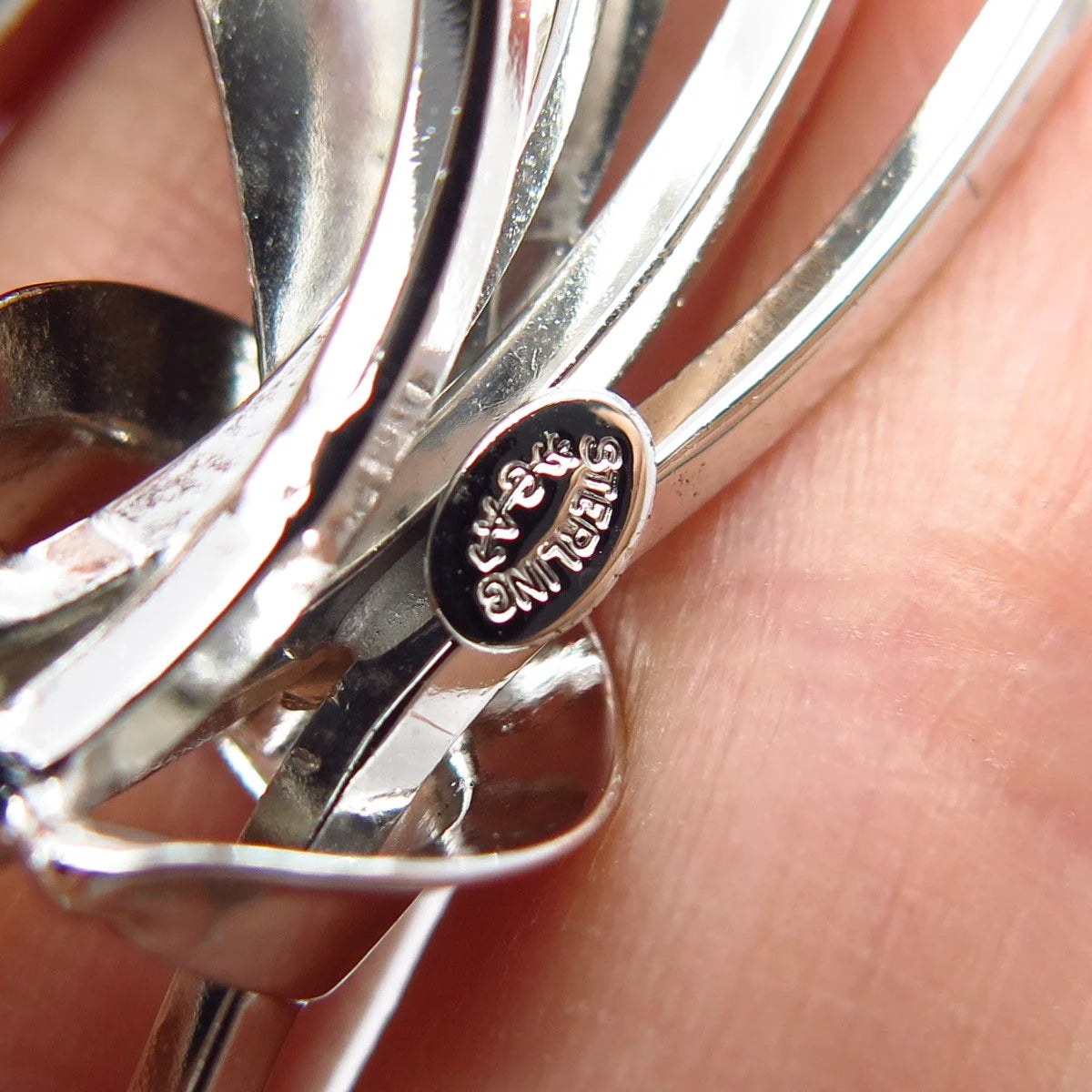 925 Sterling Silver Vintage Carl Art Modernist Pin Brooch