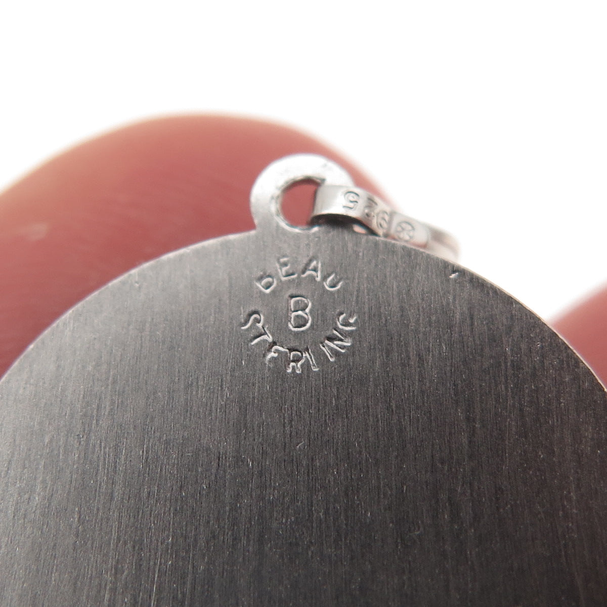 BEAU 925 Sterling Silver Vintage Mother Round Tag Charm Pendant