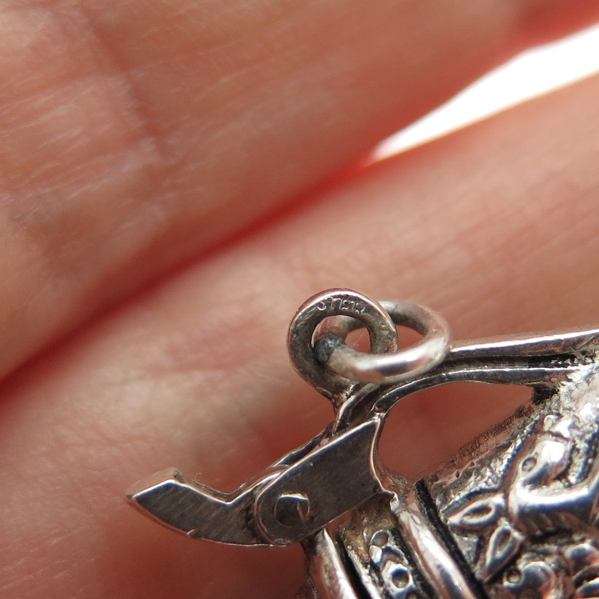 925 Sterling Silver Vintage Beer Stein Oxidized Locket 3D Charm Pendant