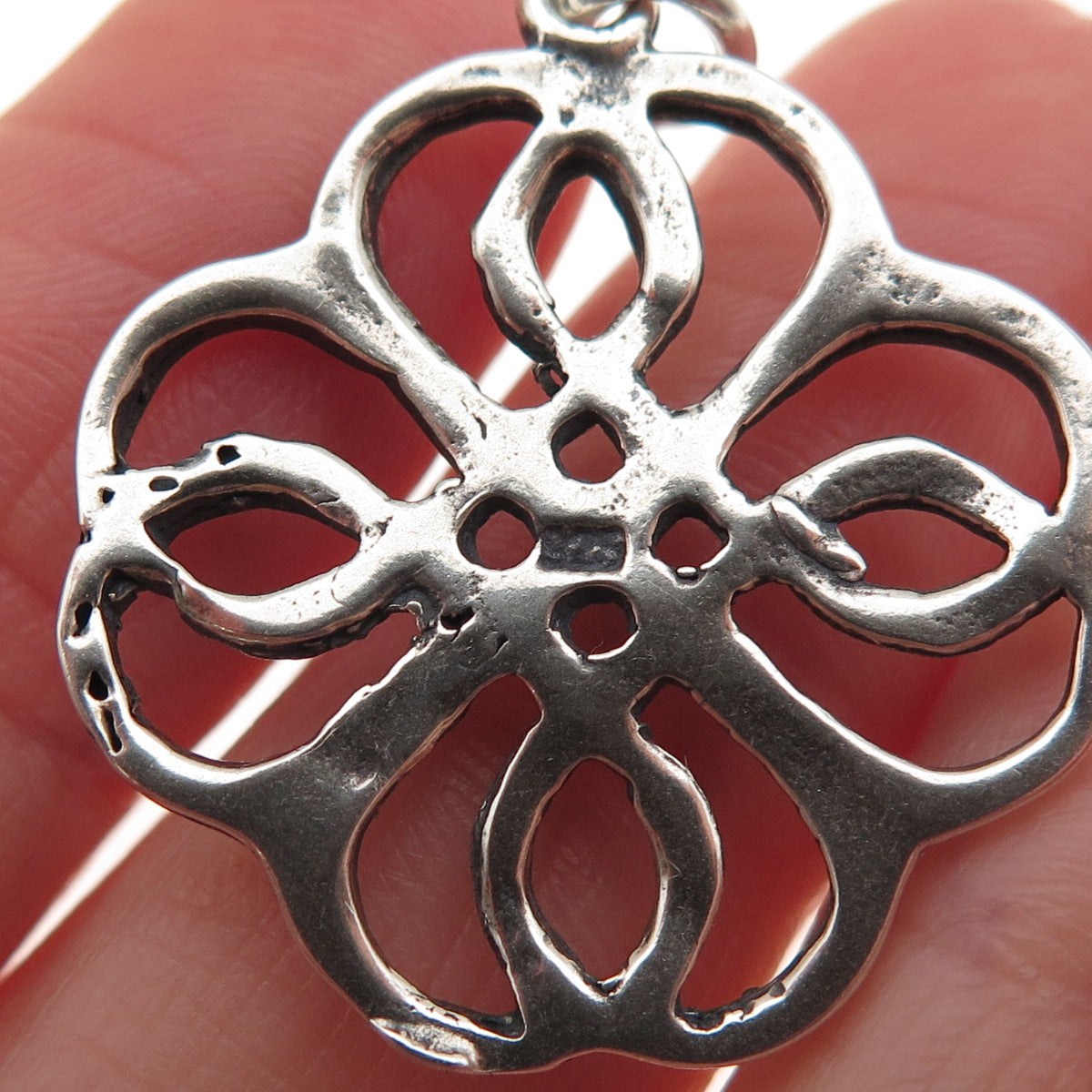 925 Sterling Silver Vintage Celtic Love Knot Oxidized Charm Pendant