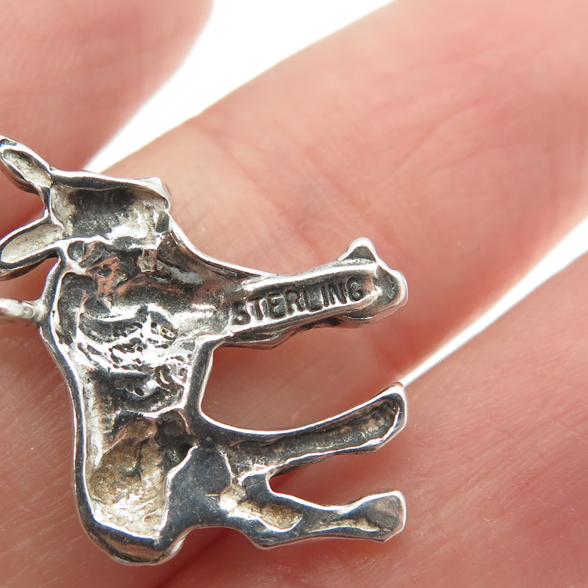 925 Sterling Silver Vintage Mule Minimalist Charm Pendant