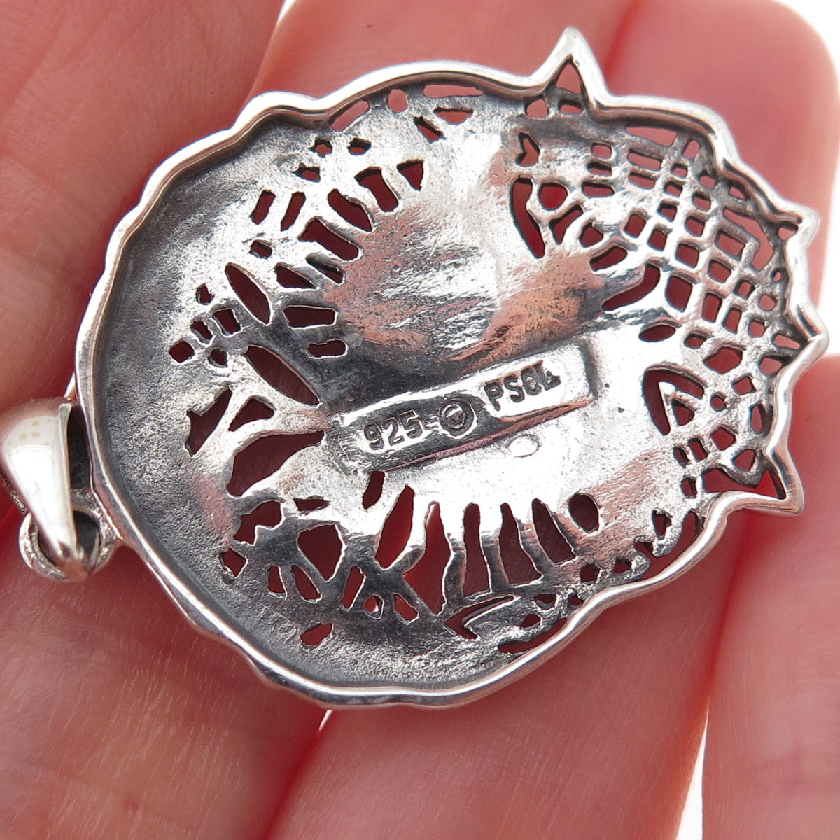 Peter Stone 925 Sterling Silver Vintage Celtic Tree of Life Oxidized Pendant