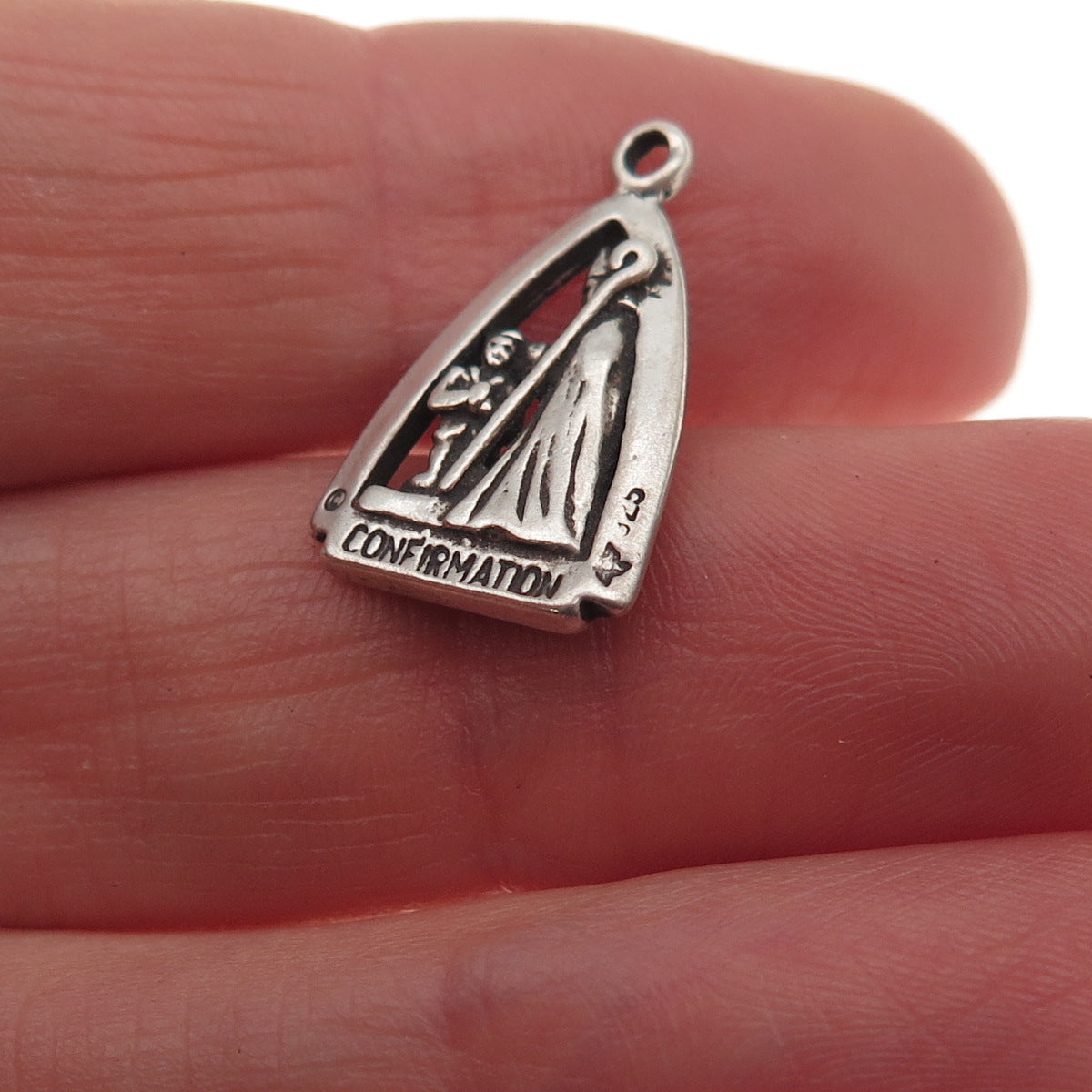 Sunwest 925 Sterling Silver Vintage Confirmation Oxidized Mini Charm Pendant