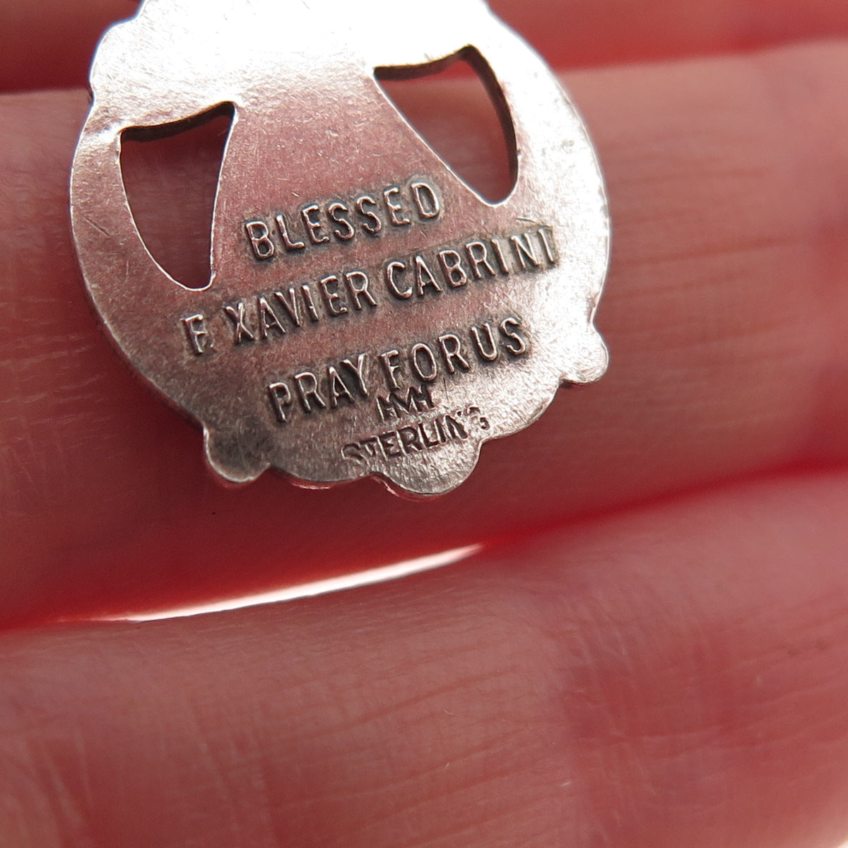 HMH Religious Sterling Antique Art Deco St. Frances Xavier Cabrini Mini Pendant