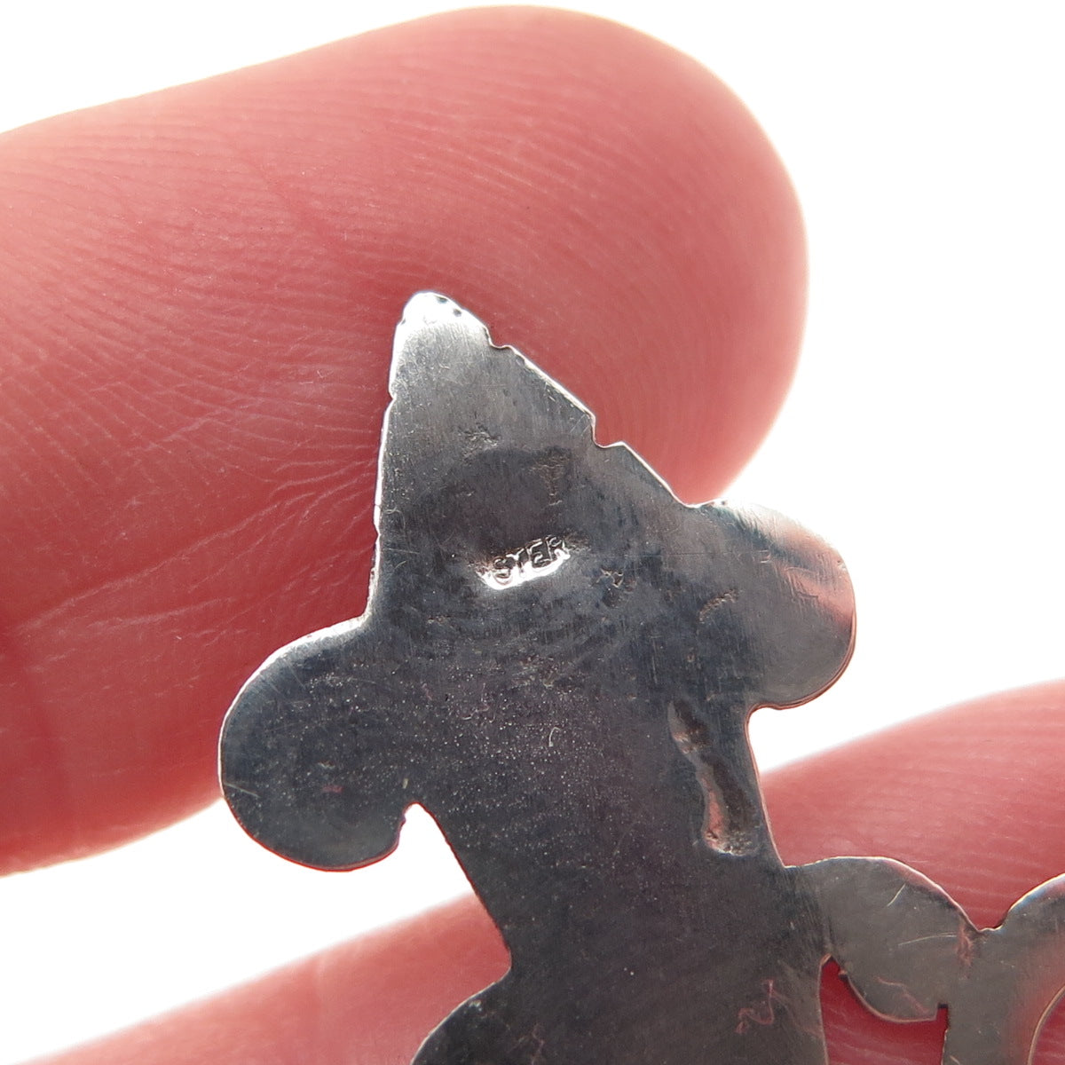 925 Sterling Silver Vintage Real Garnet Fleur de Lis Cross Oxidized Pin Brooch