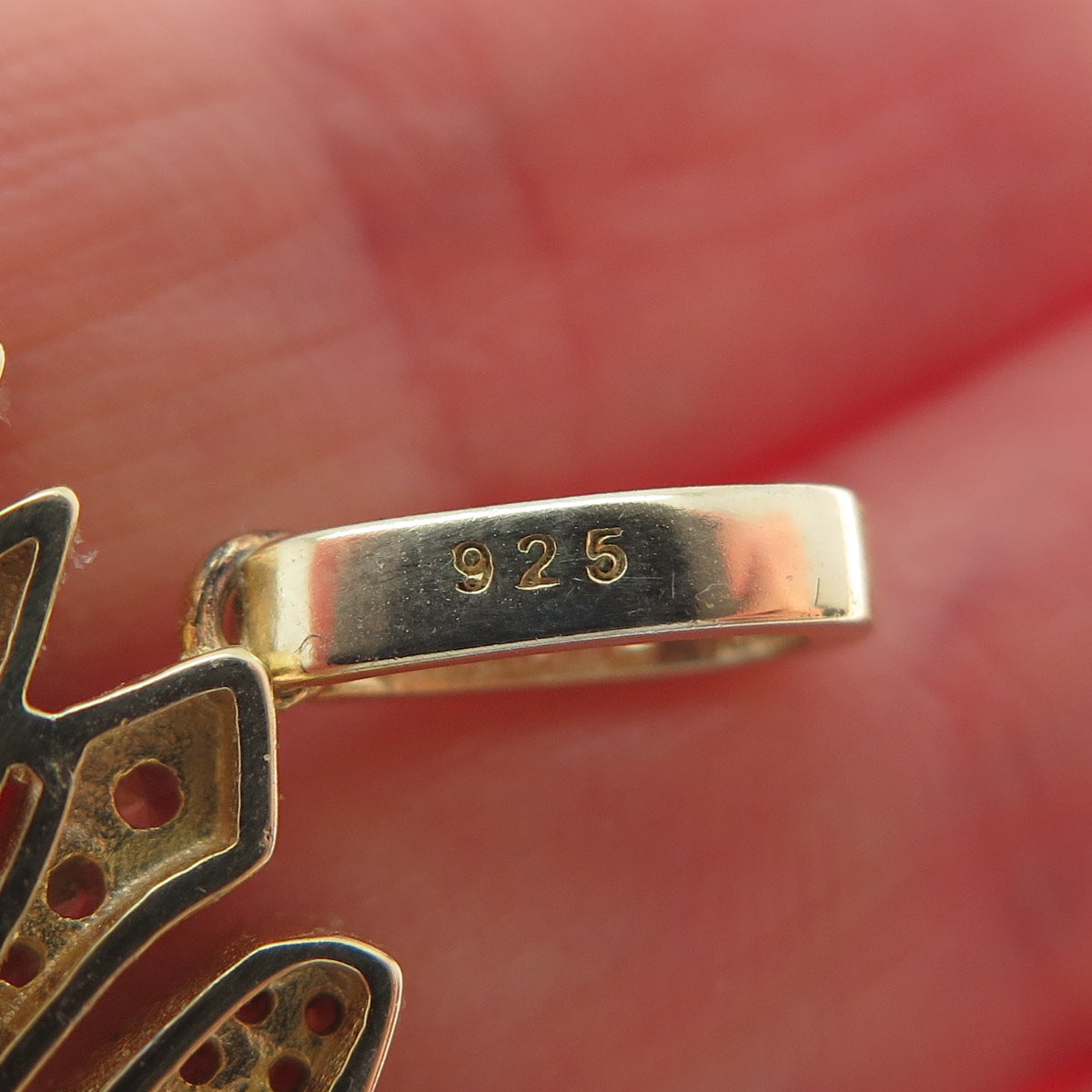 925 Sterling Silver Gold Plated C Z Muslims Allah Religious Pendant