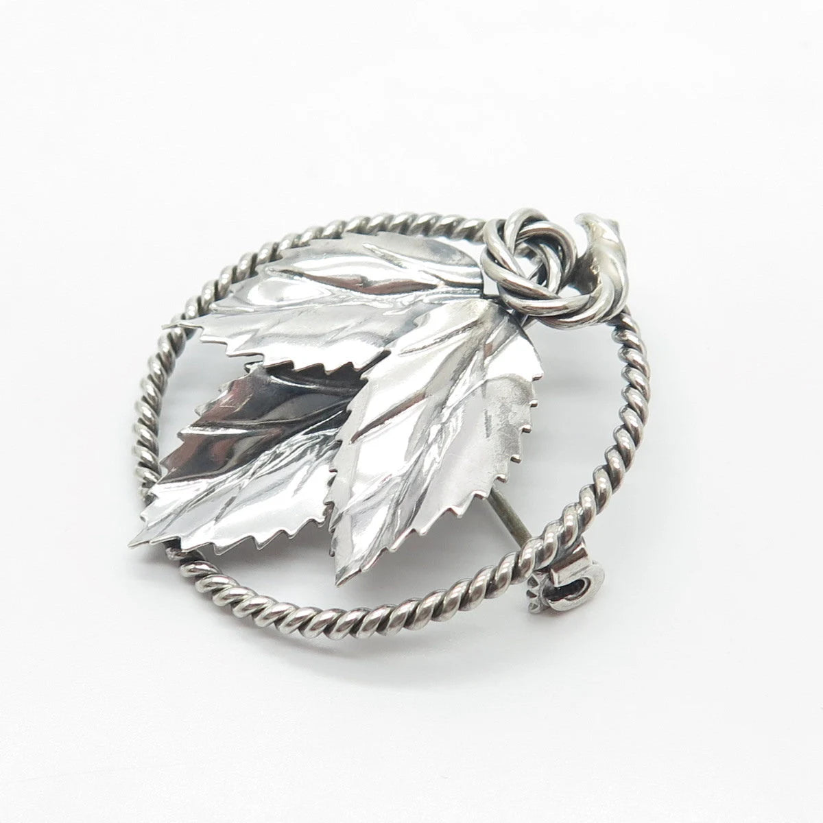 925 Sterling Silver Vintage Leaf Pin Brooch
