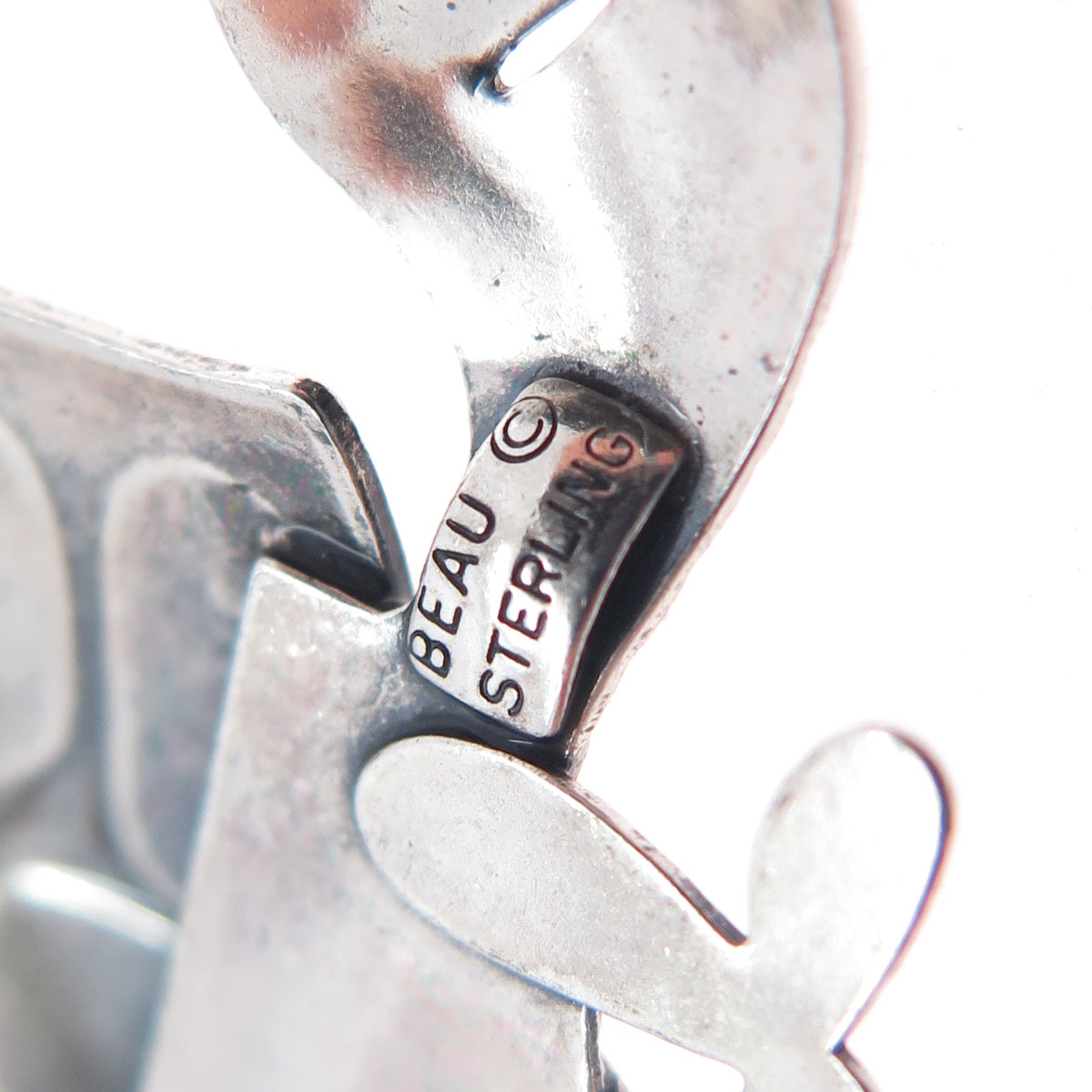 BEAU 925 Sterling Silver Vintage Turtle Cartoon Character Oxidized Pin Brooch