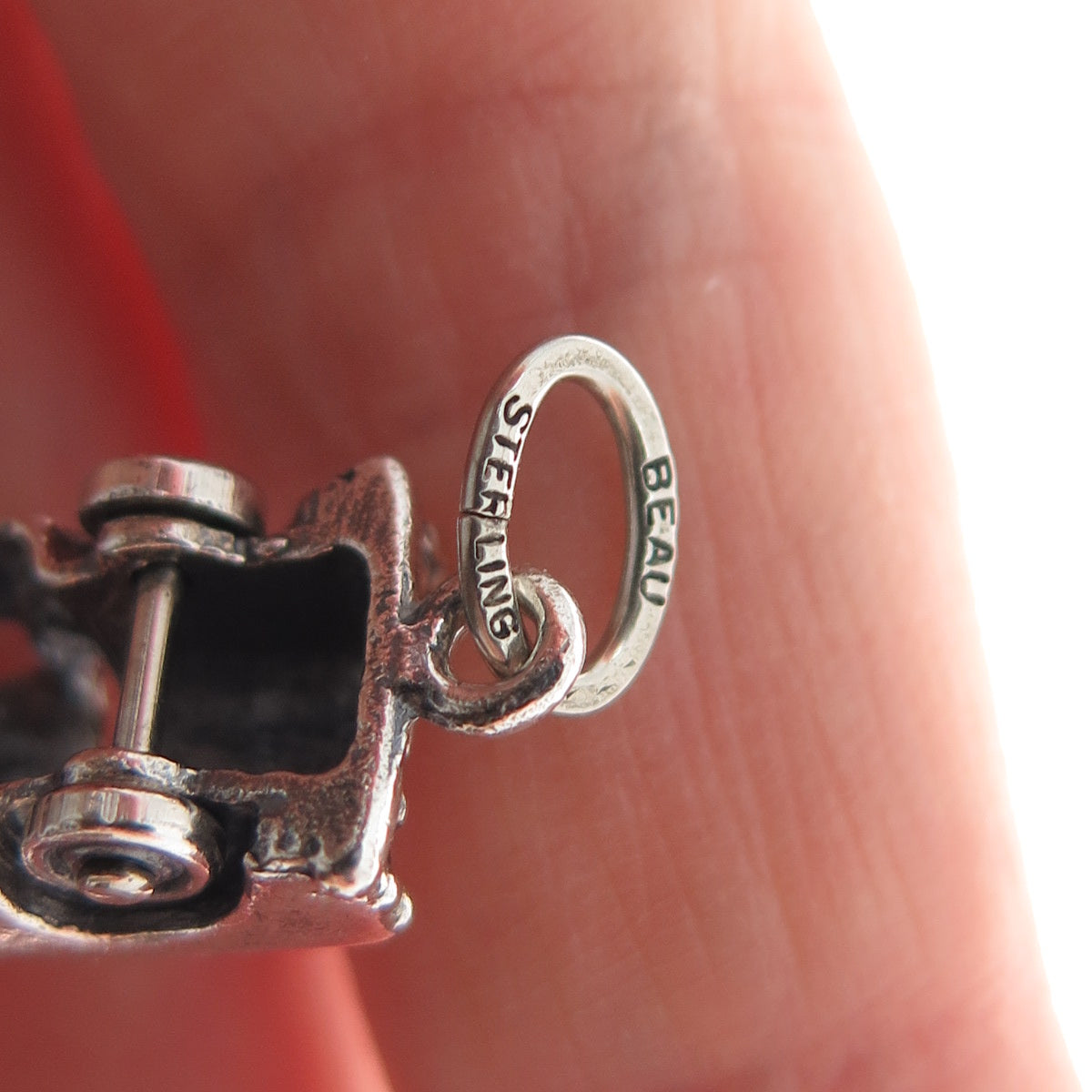 BEAU 925 Sterling Silver Vintage Retro Car Oxidized 3D Charm Pendant