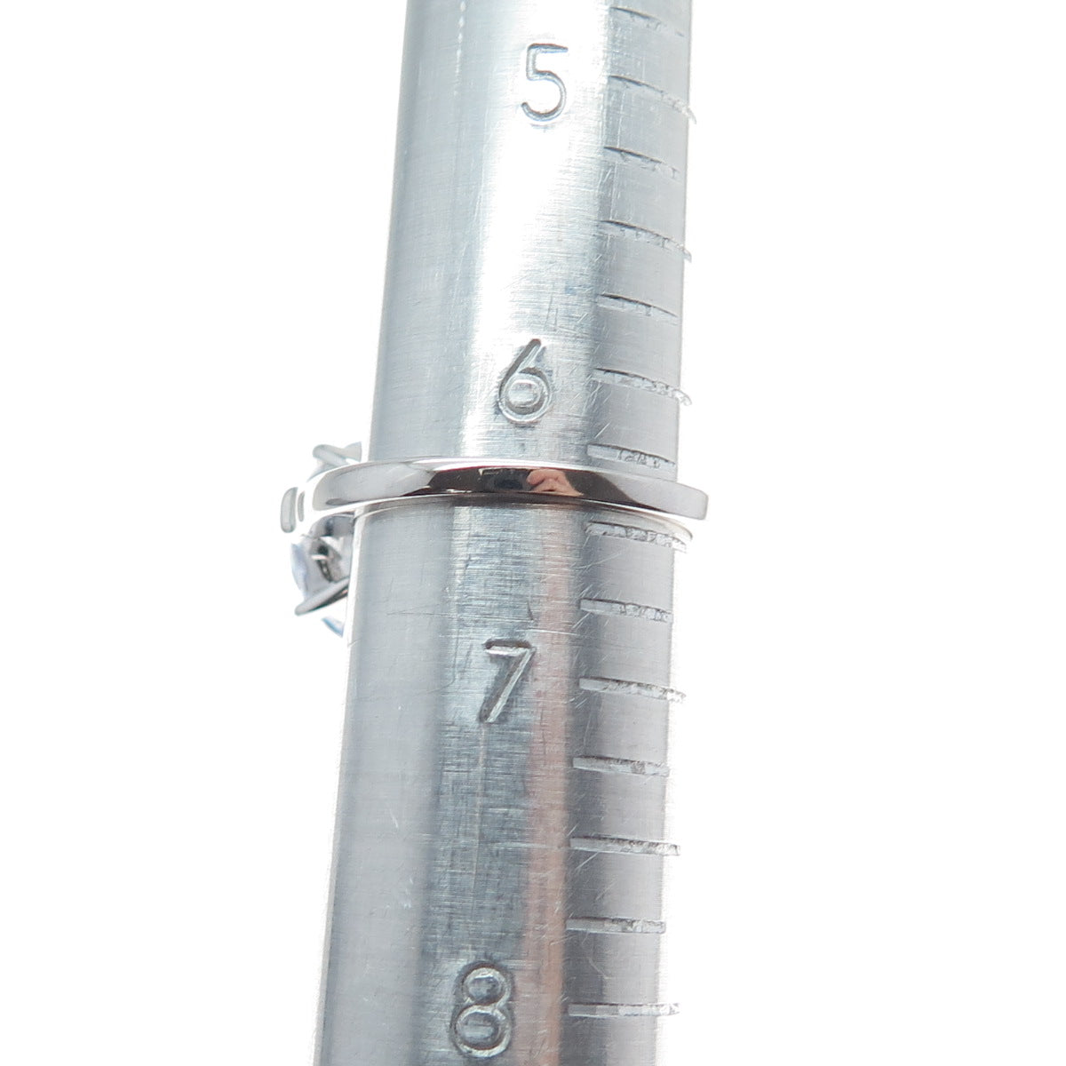 DSMK 925 Sterling Silver Round Tapered Baguette-Cut C Z Engagement Ring Size 6.5