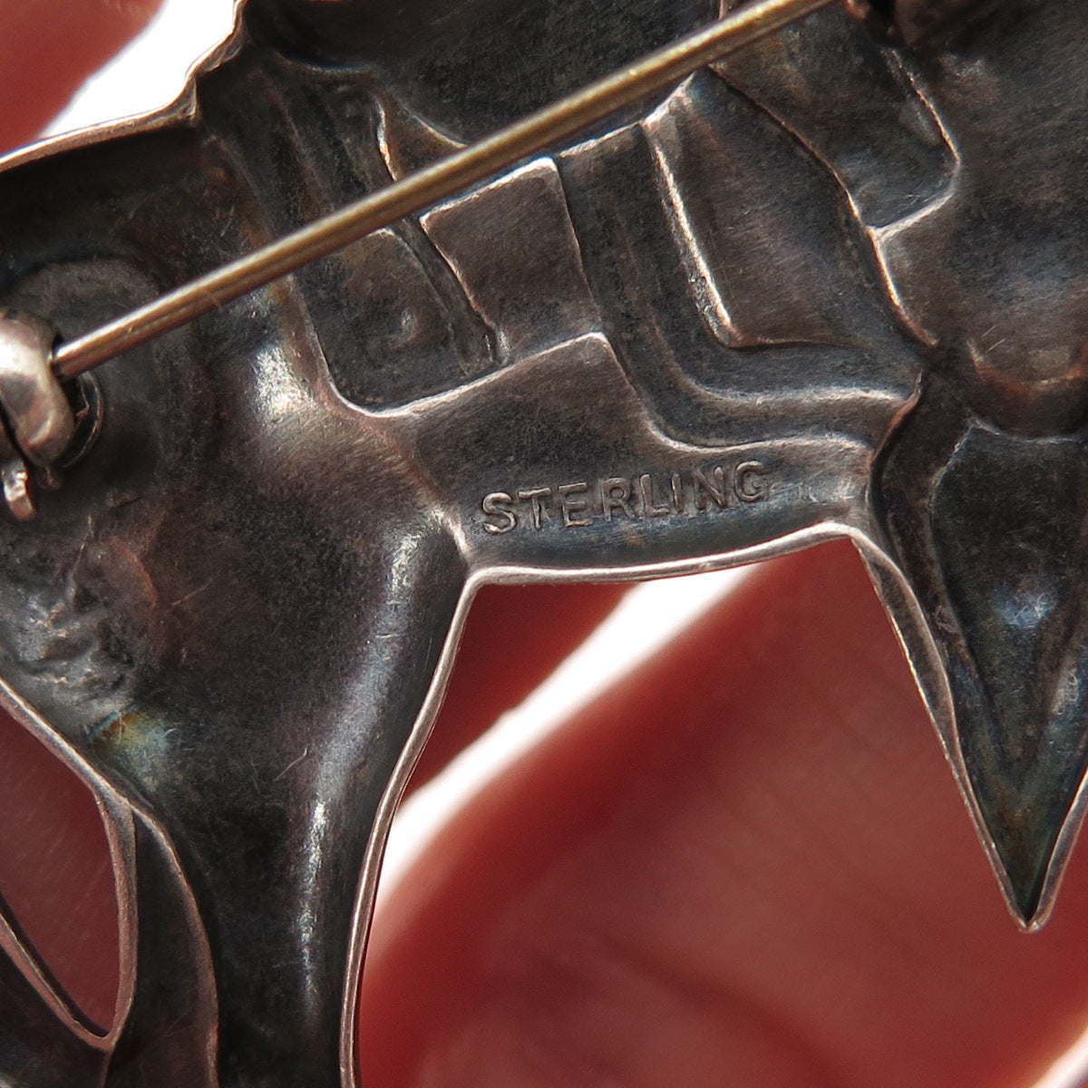 925 Sterling Silver Vintage Equestrian Horse Oxidized Pin Brooch