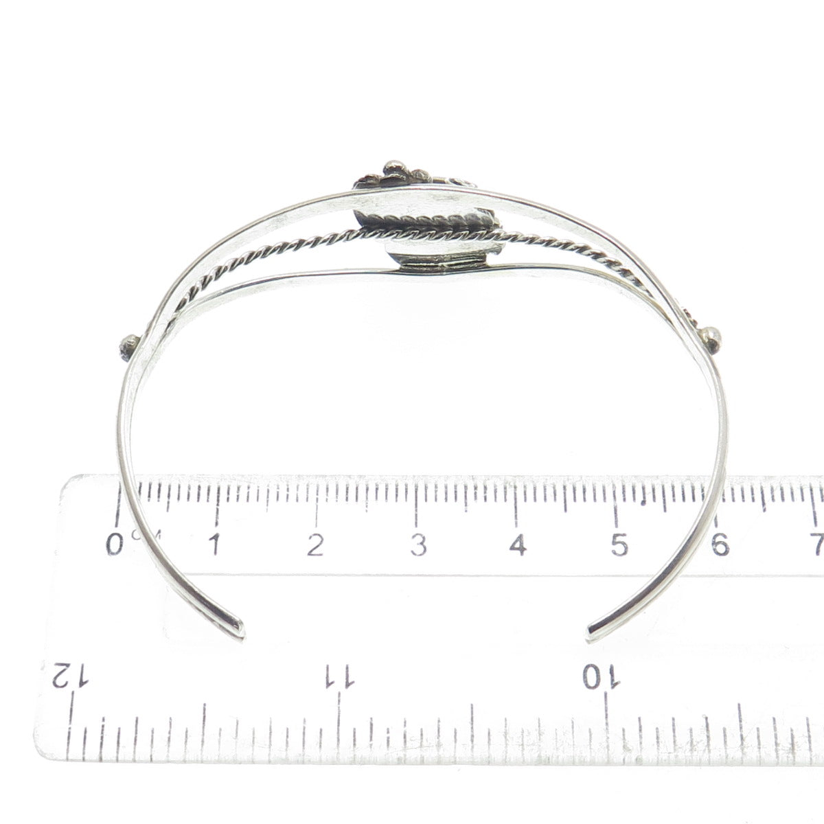 Old Pawn 925 Sterling Silver Vintage Southwestern Black Onyx Cuff Bracelet 6"