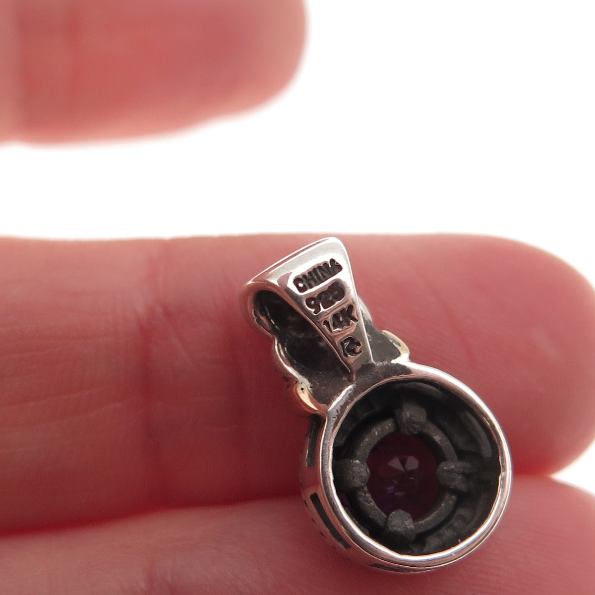 Ross Simons 925 Sterling Silver 14K Gold Real Amethyst Mini Charm Pendant
