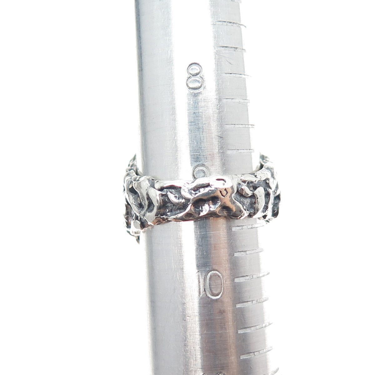 925 Sterling Silver Vintage Virgo Zodiac Sign Oxidized Nugget Ring Size 9.5