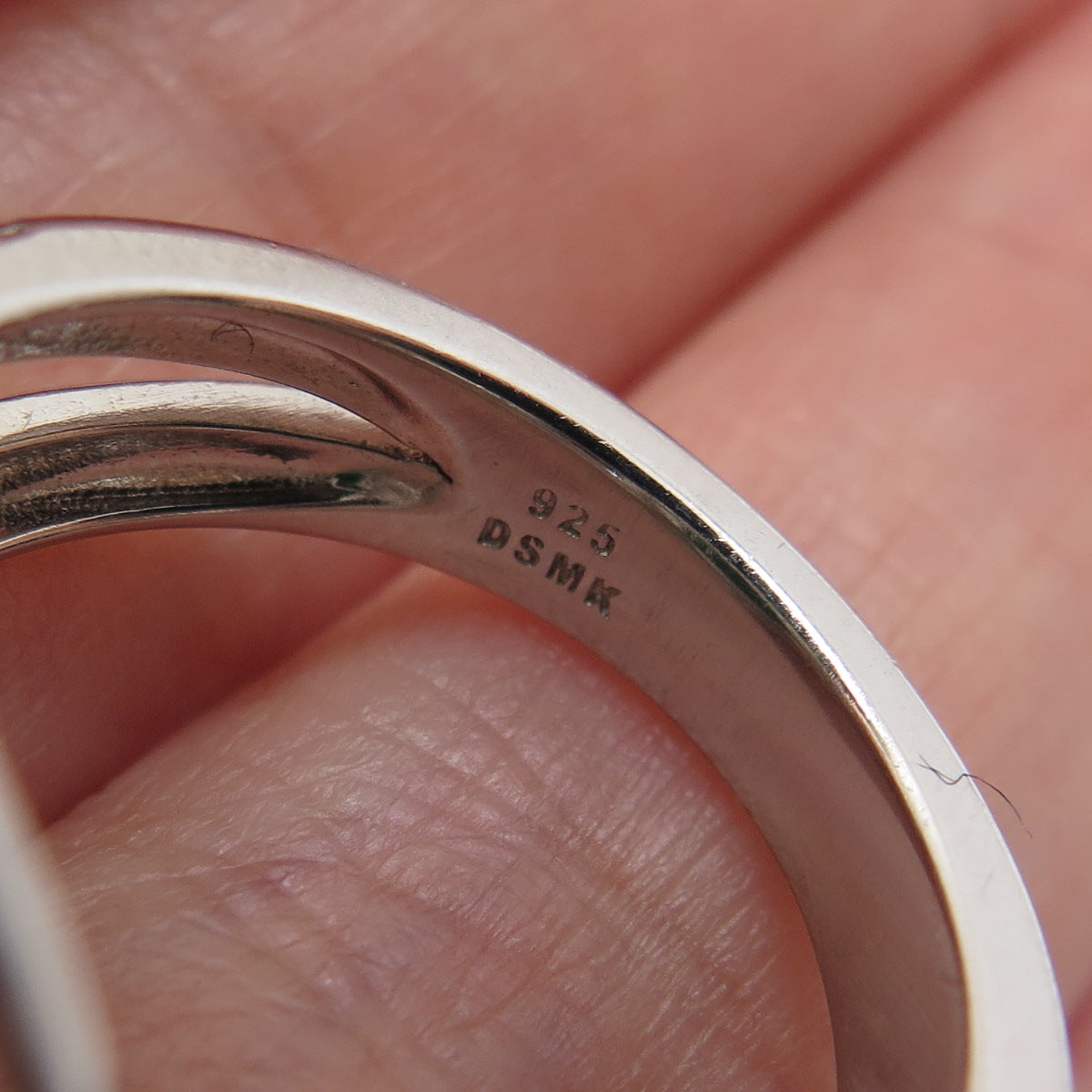 DSMK 925 Sterling Silver Cabochon Nano Emerald & C Z Ring Size 7.25