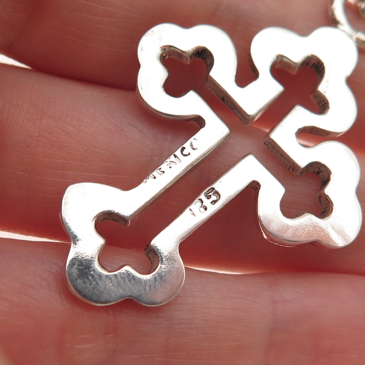 925 Sterling Silver Vintage Mexico Cross Religious Charm Pendant