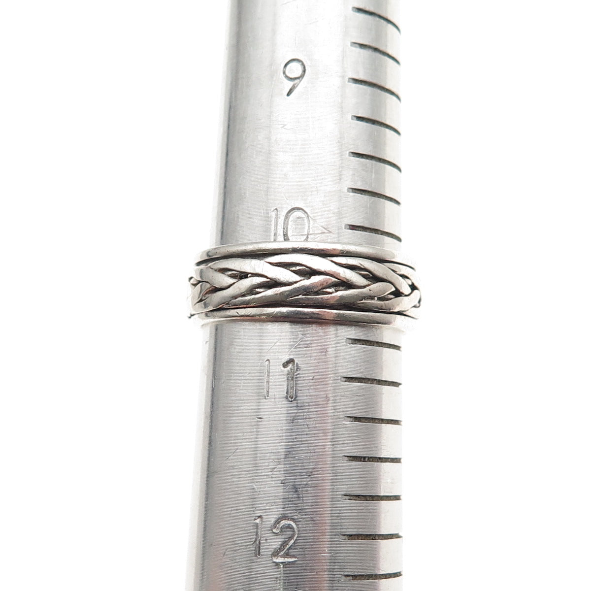 925 Sterling Silver Vintage Celtic Braided Rotating Band Ring Size 10.75