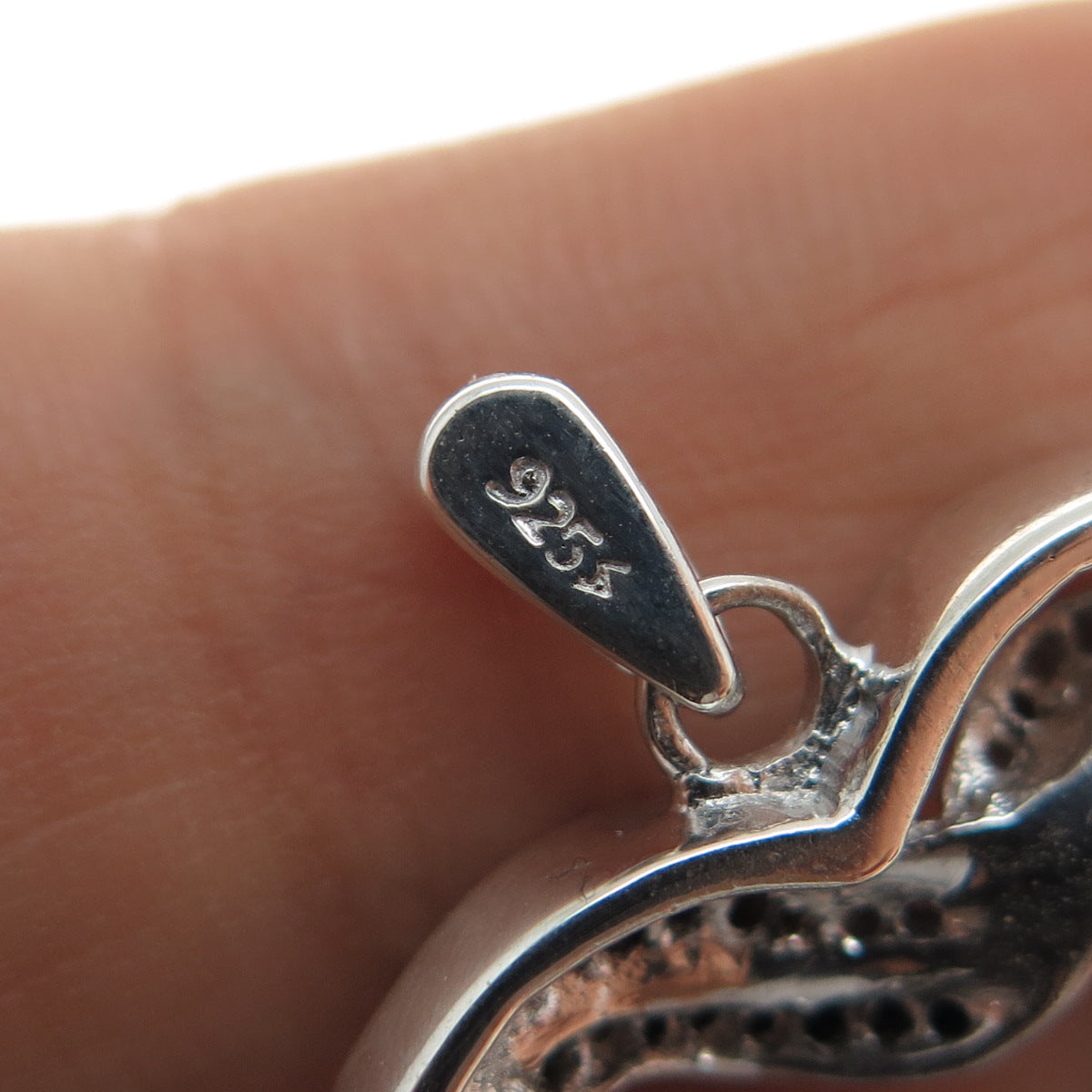 925 Sterling Silver Real Black & White Diamond Heart Charm Pendant