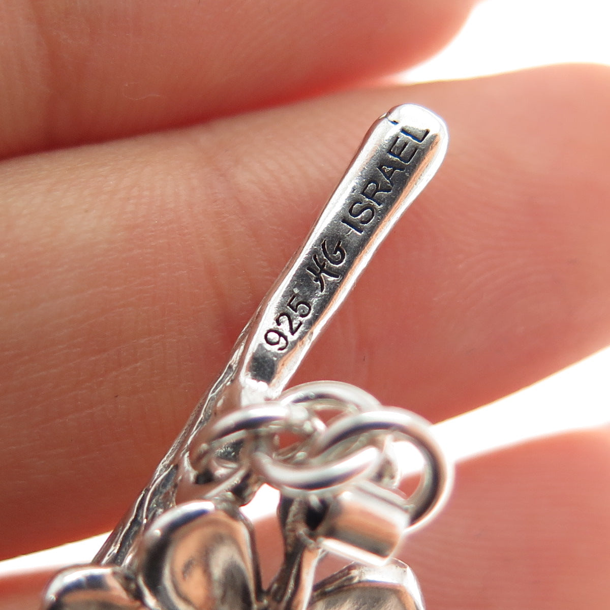 HAGIT GORALI Sterling Silver Vintage Israel Floral Leaf Oxidized Bracelet 6.75"