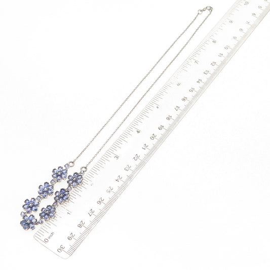 Chuck Clemency 925 Sterling Silver Real Tanzanite Floral Chain Necklace 18"