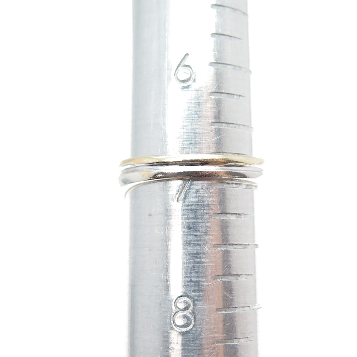 925 Sterling Silver 2-Tone Vintage Modernist Wave Ring Size 7