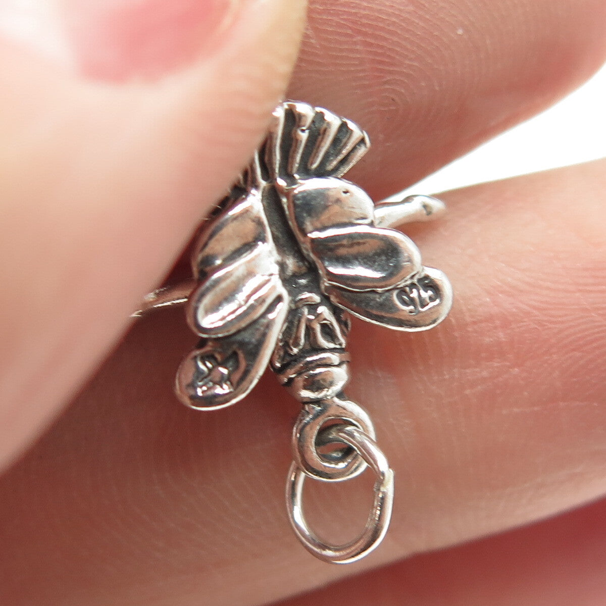SUN WEST 925 Sterling Silver Vintage Fairy Girl w/Wings 3D Pendant