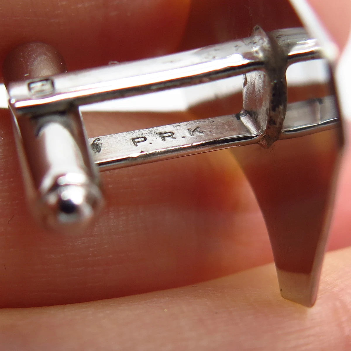 925 Sterling Silver Vintage PRK Etched Cufflinks