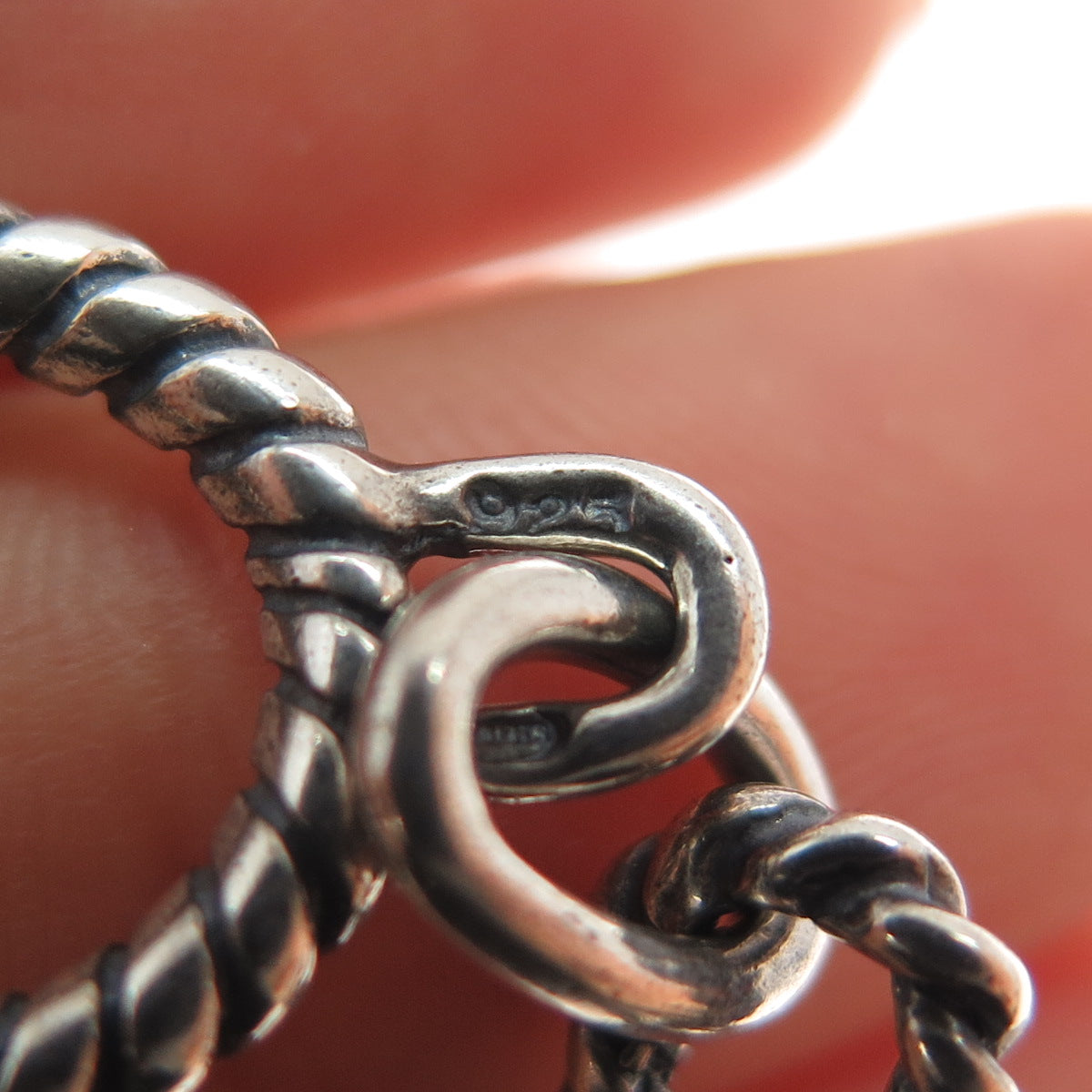 925 Sterling Silver Vintage Cable Link Oxidized Bracelet 7.25"