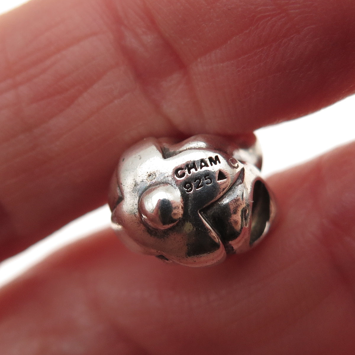 Chamilia 925 Sterling Silver Enamel Mom Rose Flower Slide Bead Charm