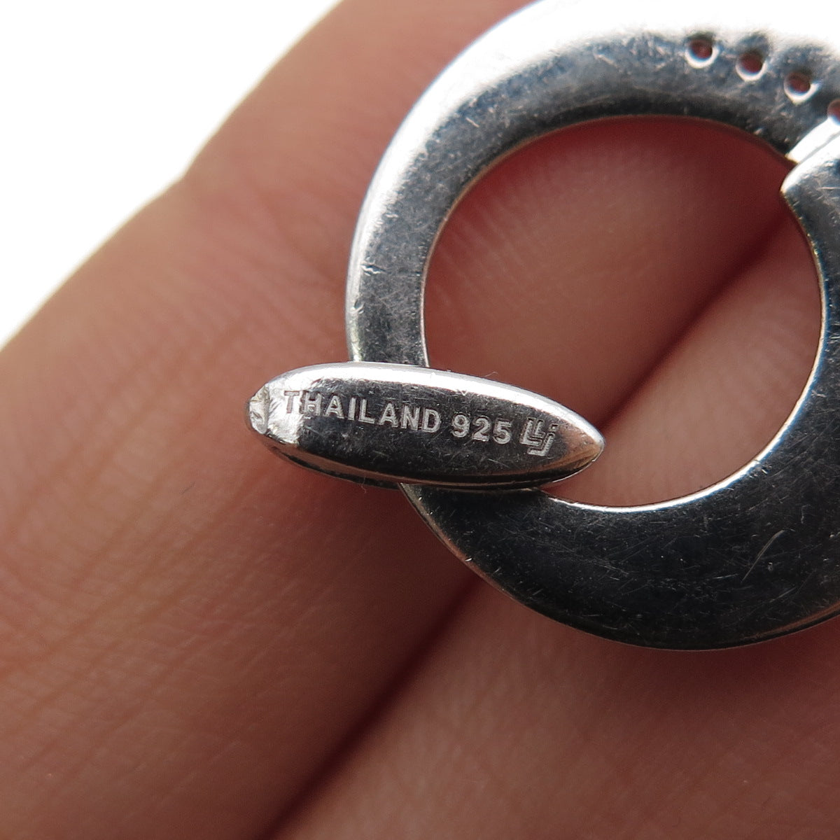 925 Sterling Silver 2-Tone Round-Cut C Z Modernist Charm Pendant