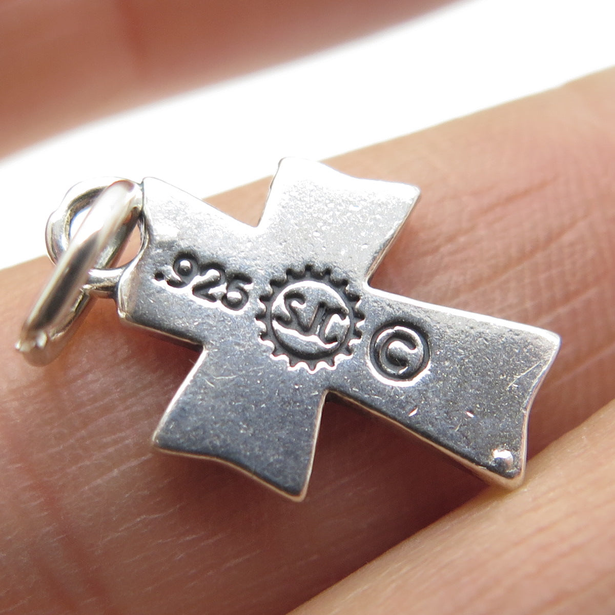 SUNDANCER 925 Sterling Silver Vintage "Faith" Cross Religious Minimalist Pendant