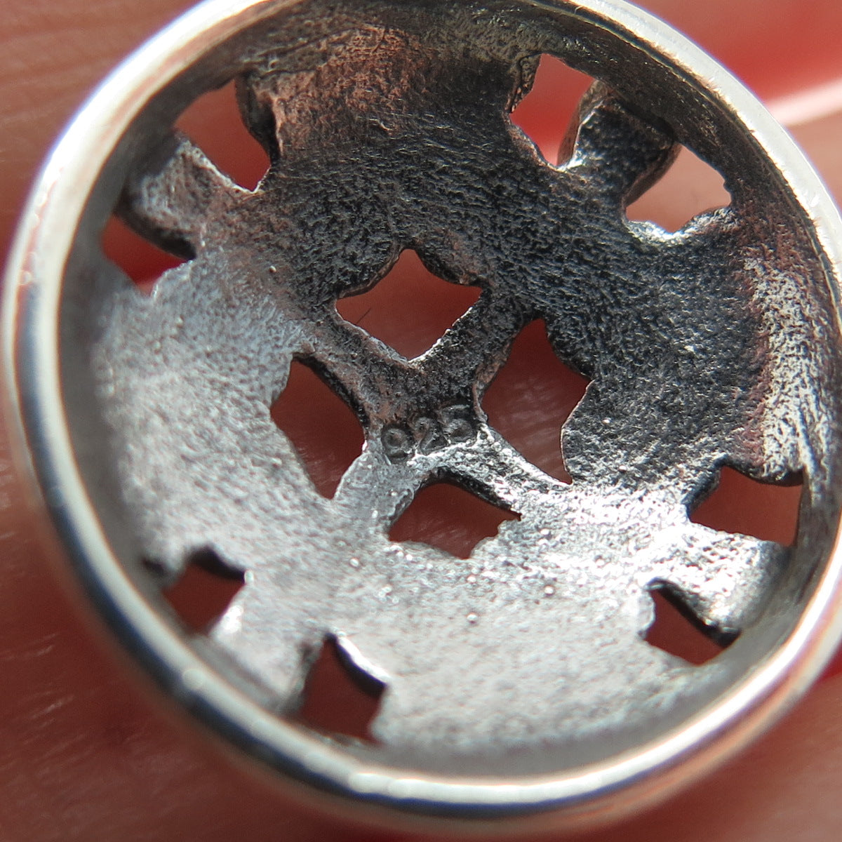 925 Sterling Silver Vintage Flower Blossom Oxidized Charm Pendant