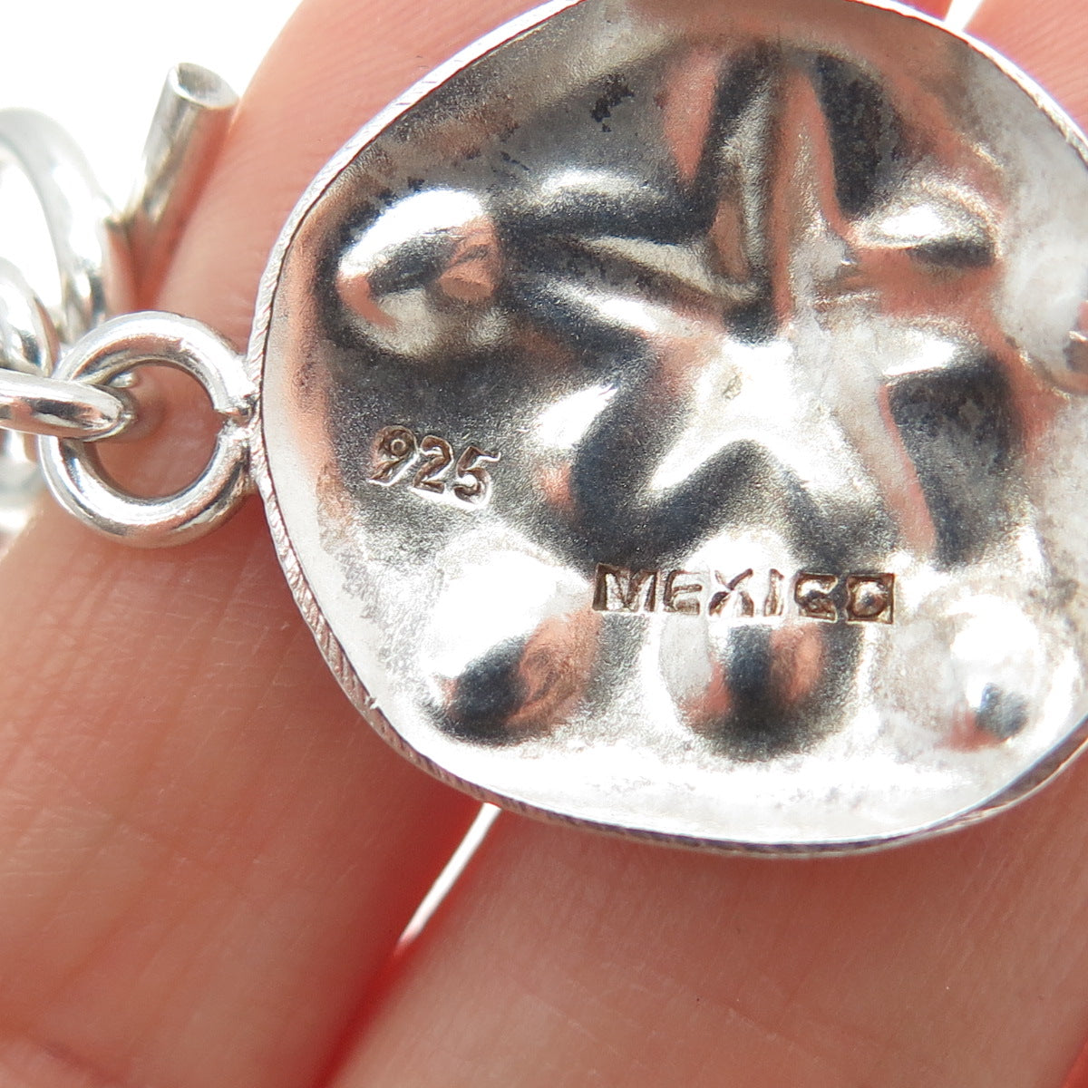 925 Sterling Silver Vintage Mexico Sand Dollar Link Bracelet 6.75"