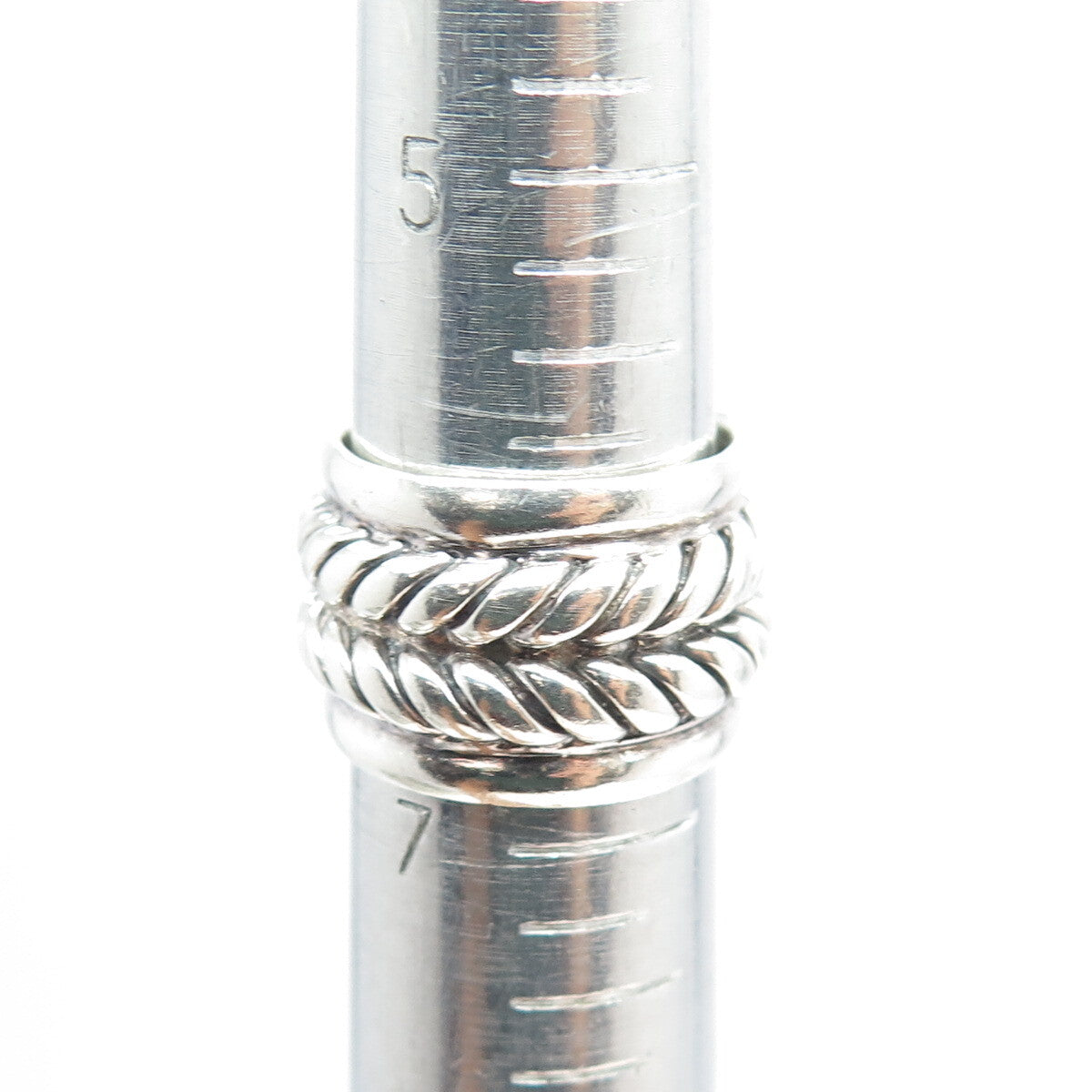 925 Sterling Silver Vintage Twisted Rope Wide Band Ring Size 6.75