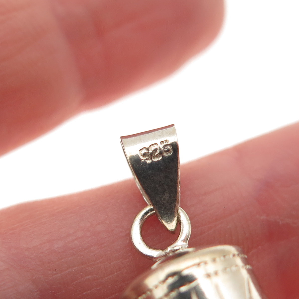 925 Sterling Silver Gold Plated Vintage Cherub Scroll Tube Holder Charm Pendant