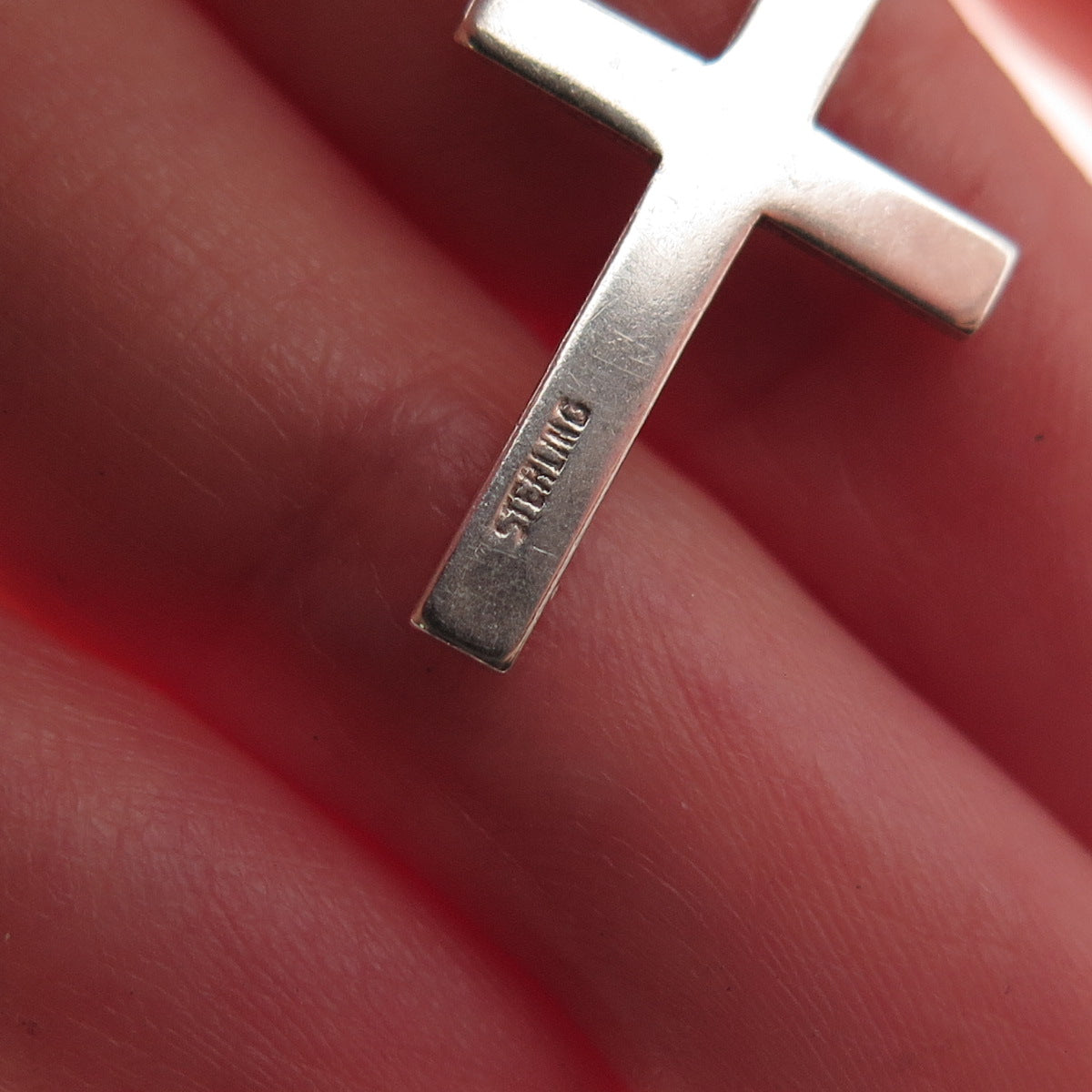 925 Sterling Silver Antique Art Deco Engraved Floral Cross Charm Pendant